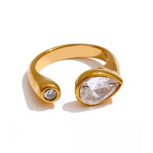 Gold Ring with Clear Stones